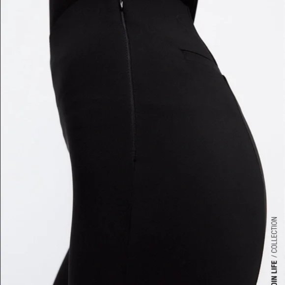 NWOT Zara Women's extra long high rise black slit flare leggings, Size S - Picture 5 of 12